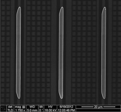 SEM image of fabricated optically pumped devices